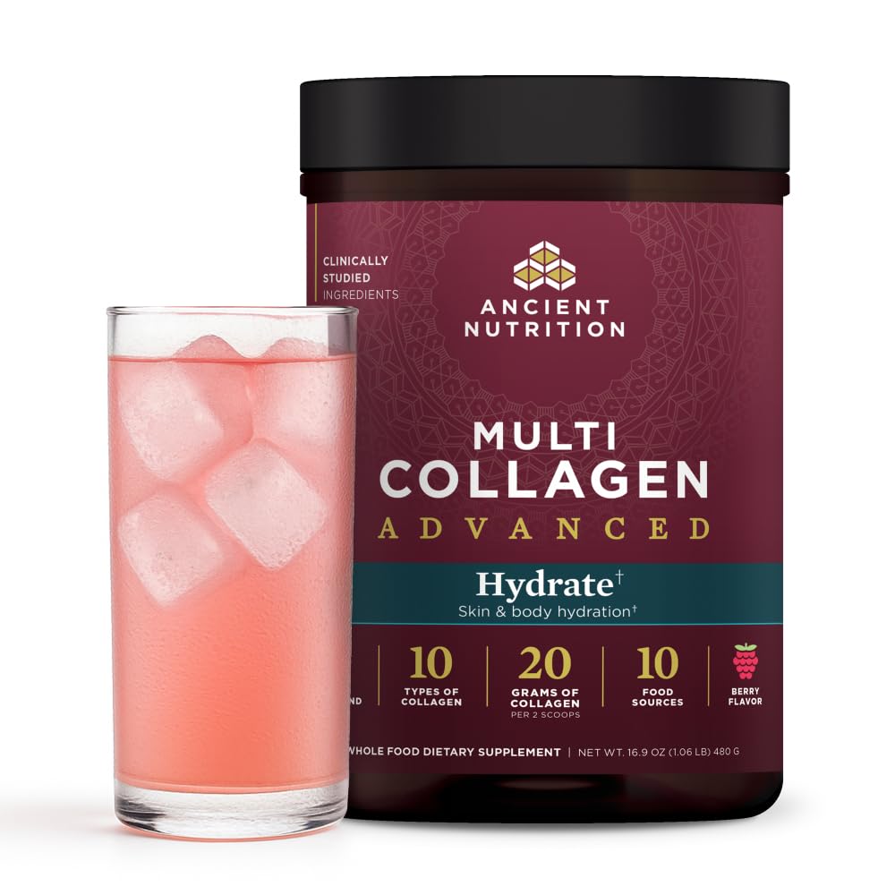 Ancient Nutrition Advanced Multi Collagen Protein Powder Hydrate, Berry mixte, 30 portions