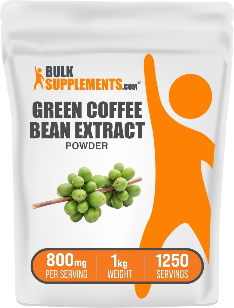 BulkSupplements Green Coffee Bean Extract Powder - Green Coffee Bean Supplements - Energieunterstützung, Glutenfrei, 800mg pro Servierung, 1kg (2.2 lbs) (Pack von 1)