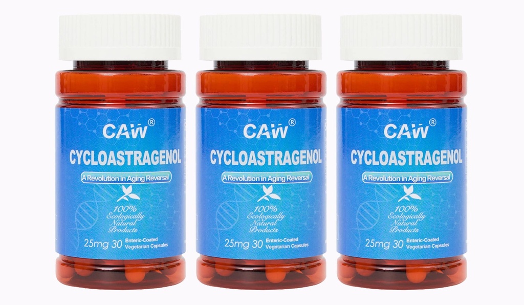 CAW Hypersorption Cycloastragenol | Telomere Support Anti-Aging | Cell Health Immune Booster | 25Mg 30Enteric-Coated Capsules 3 Bottles
