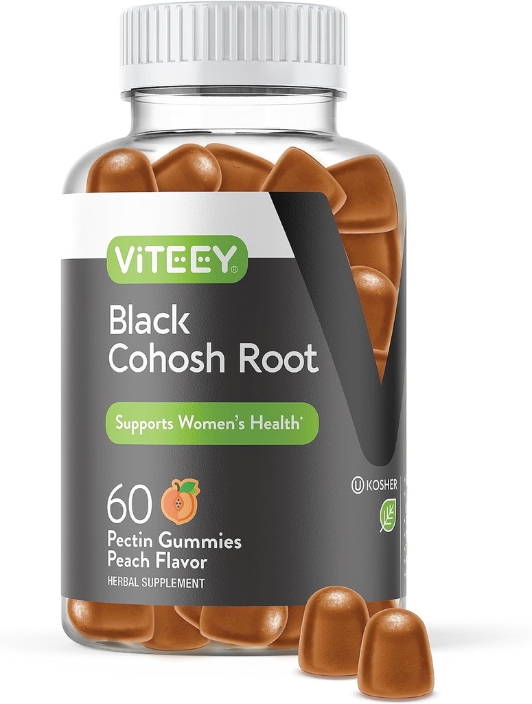 Viteey Black Cohosh Root Gummies - Menopause Relief für Hot Flashs und Night Sweats - Vegan, Glutenfrei, Non-GMO - 60 Count