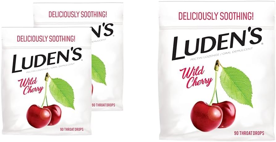 Ludens Wild Cherry Throat Drops, Packung von 2, 90 Tropfen für Sore Throat Relief
