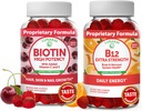 Lunakai Biotine et vitamine B12 Gummies Bundle - Peau de cheveux et ongles Gummies de croissance avec vitamine C et E - Supplément non OGM et végétalien pour le soutien énergétique et la santé des os - 30 jours d'approvisionnement