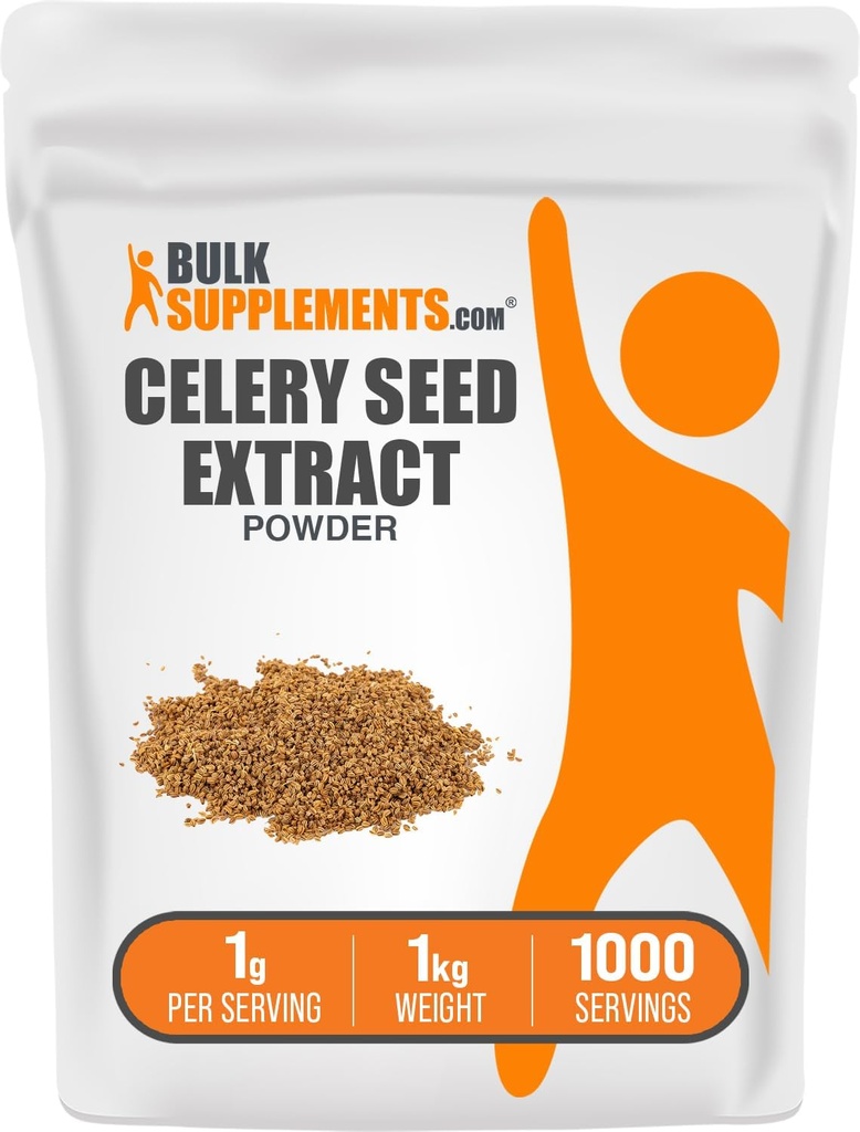 BulkSupplements.com Poudre d'extrait de graines de céleri - Supplément de graines de céleri, supplément à base de plantes - Vegan & Gluten Free, 1g par portion, 1kg (2,2 lbs) (paquet de 1)