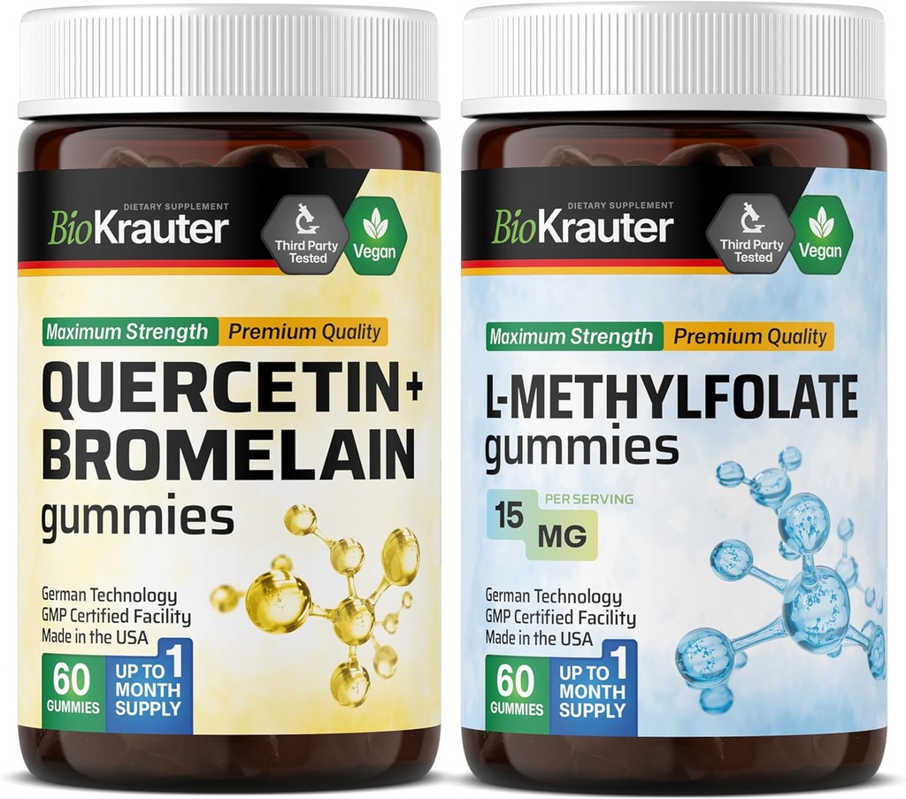 BIO KRAUTER Quercetine avec Bromelain 60 Gommies et L-méthylfolate 60 Gommies