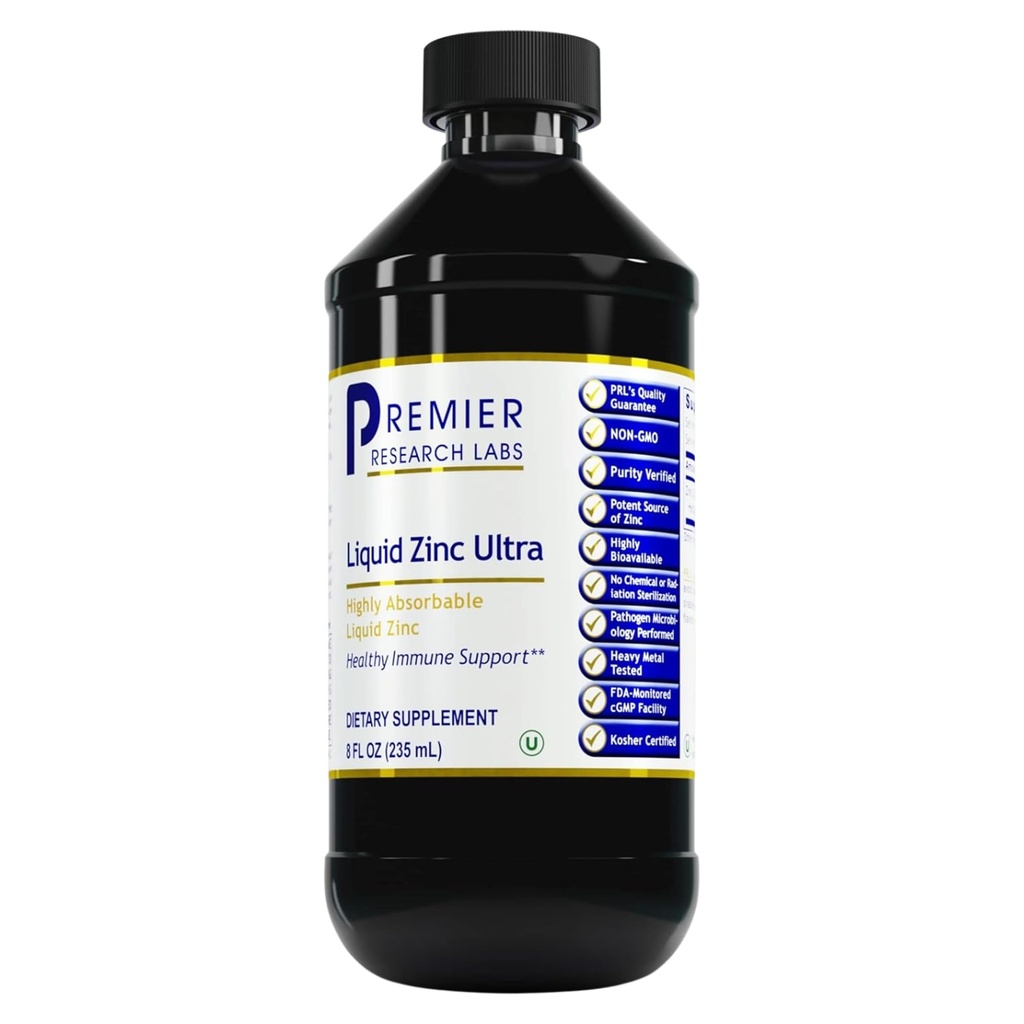 Premier Research Labs Flüssige Zink-Ultra-Ergänzung - für Immununterstützung & Well-Being für Erwachsene & Kinder - Hoch absorbierbare Tropfen - Für schnelle Analyse des Zink-Status verwendet - 8 fl oz