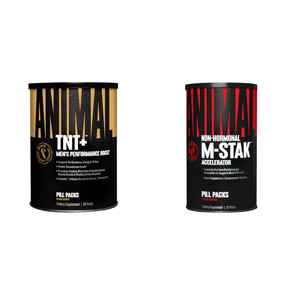 Animali TNT+ Test Booster & M-Stak Muscle Building Stack per gli uomini - 21 conte