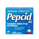 Pepcid AC Initial Strength Heartburn Relief Comprimés, OTC Médecine prévient et soulage les brûlures d'estomac et le reflux acide en raison de l'indigestion acide, 10mg Famotidine Acid Reducer, Fast-Acting, 30 ct
