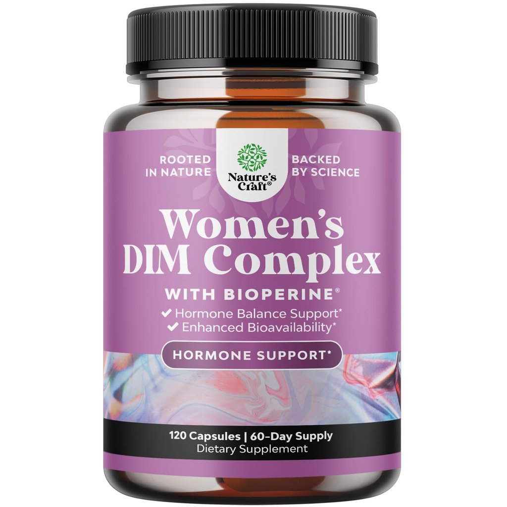 Natures Craft Potent DIM Supplemento per le donne - Equilibrio di ormone per le donne con DIM e pepe nero Menopause Supporto e PMS Rilievo - Menopausa Supplementi Extra Forza 300mg per Serving