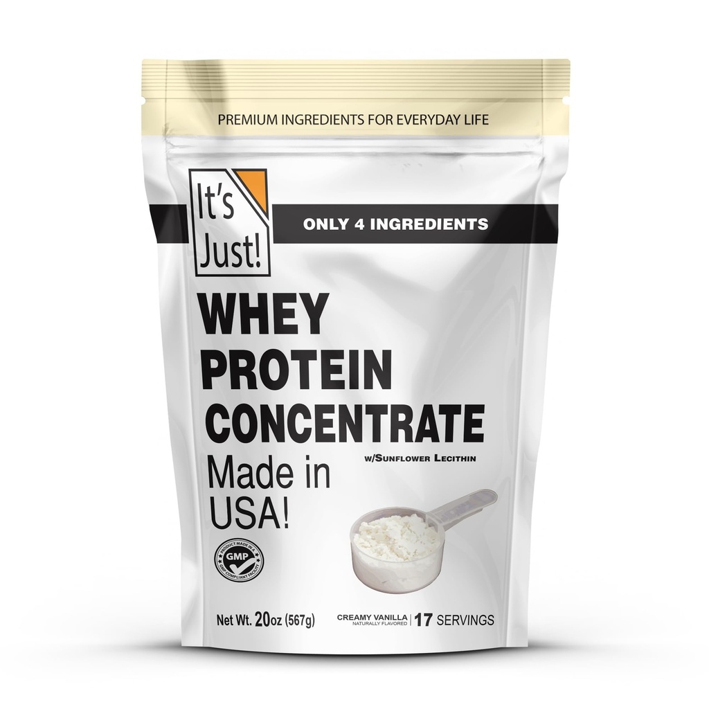 It's Just! - 100% Whey Protein Concentrate, Made in USA, Premium WPC-80, Natural Vanilla Flavor (1.25 Pound, /Vanilla)