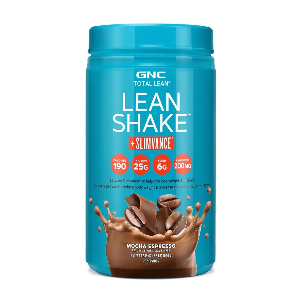 GNC Total Lean, Lean Shake + Slimvance, Perte de poids Poudre de protéines avec 200 mg de caféine, Moka Espresso, 20 portions