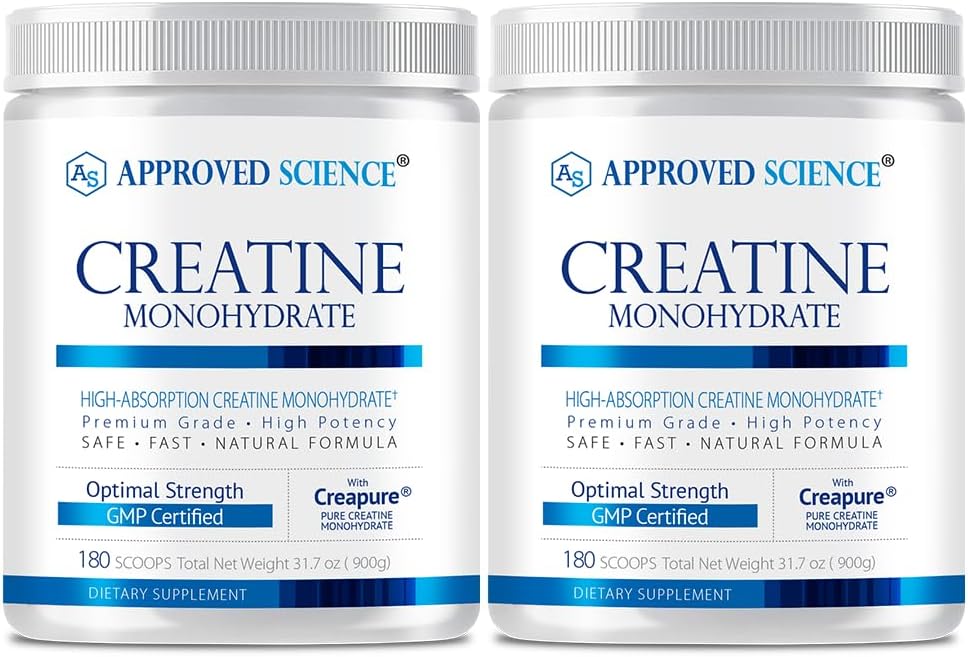 Genehmigtes Science Creatine Monohydrat-Pulver mit BioPerine - unterstützt Lean Muskelwachstum und Erholung - 360 Portionen - 5000mg pro Servierung - Unflavored - Non-GMO, Vegan