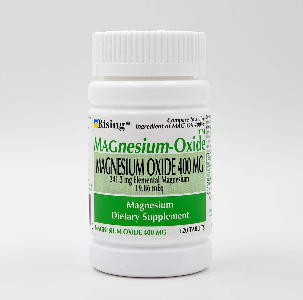 Rising Pharma - Magnesio Ossido 400mg - Integratore alimentare di Magnesio Elementale - 120...