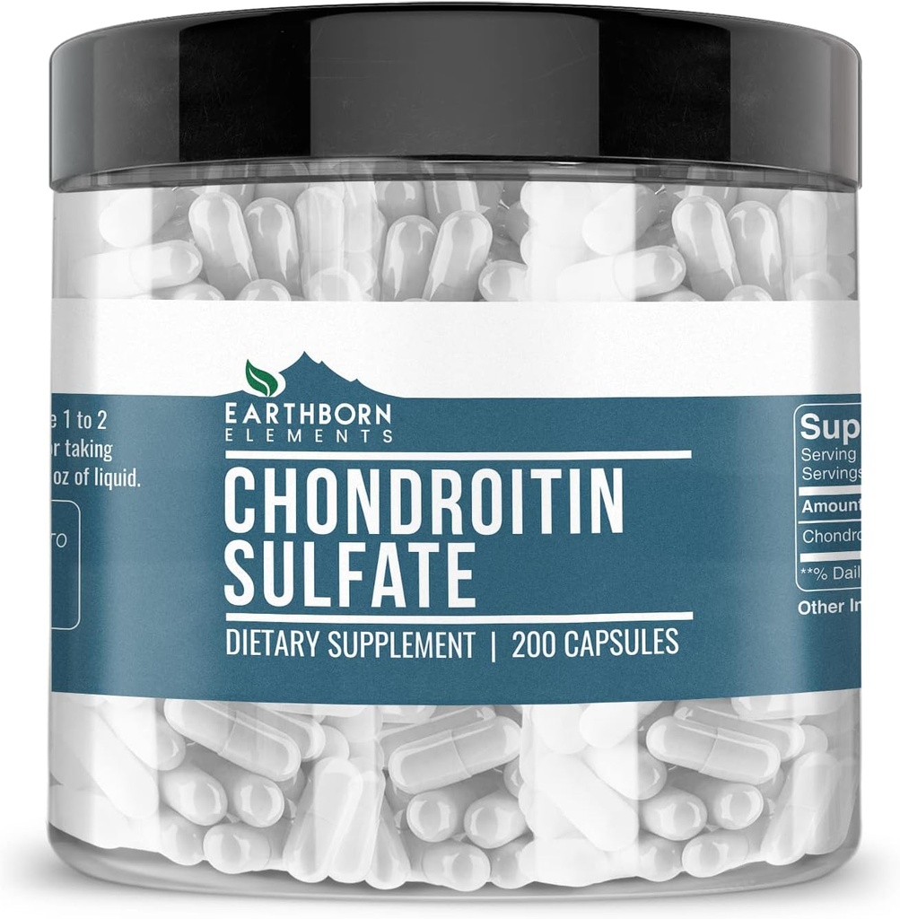 Éléments terriens Chondriitine Sulfate 200 Capsules, pures et non diluées, sans additifs