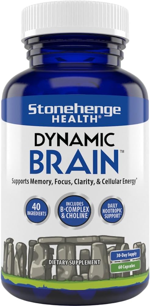Stonehenge Health Dynamic Brain Supplement – Memory, Focus, & Clarity– Formuliert mit 40 einzigartigen Nootropic Zutaten: Choline, Phosphatidylserine, Bacopa Monnieri und Huperzine A