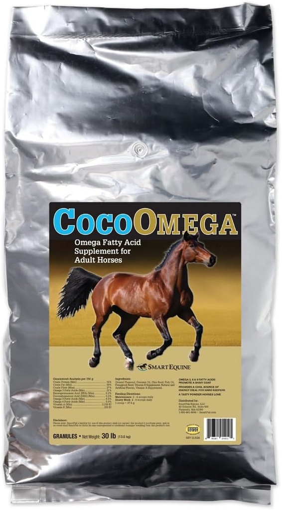SmartEquine CocoOmega Granular , Suppléments Chevaux pour la peau, le toit et la santé du manteau , Omega-3 Acides gras , 30 LB