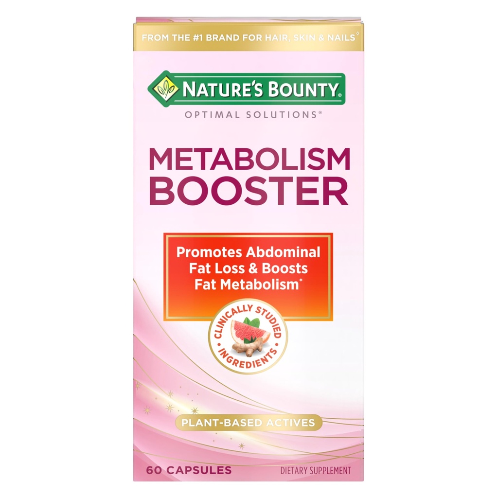Nature de Bounty Solutions optimales Supplément de métabolisme, stimule le métabolisme des graisses, favorise la perte de graisse abdominale, avec des extraits d'agrumes et le gingembre noir, 60 capsules