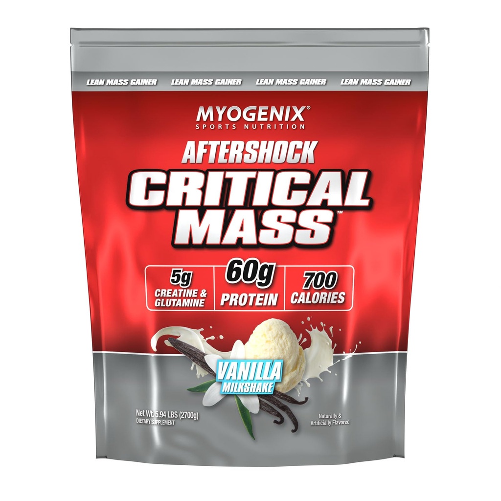Myogenix Critical Mass Gainer – Integratore di massa muscolare, Polvere di proteina di siero di lattosio zero – Proteine di siero anabolico – Vanilla (5 lbs)