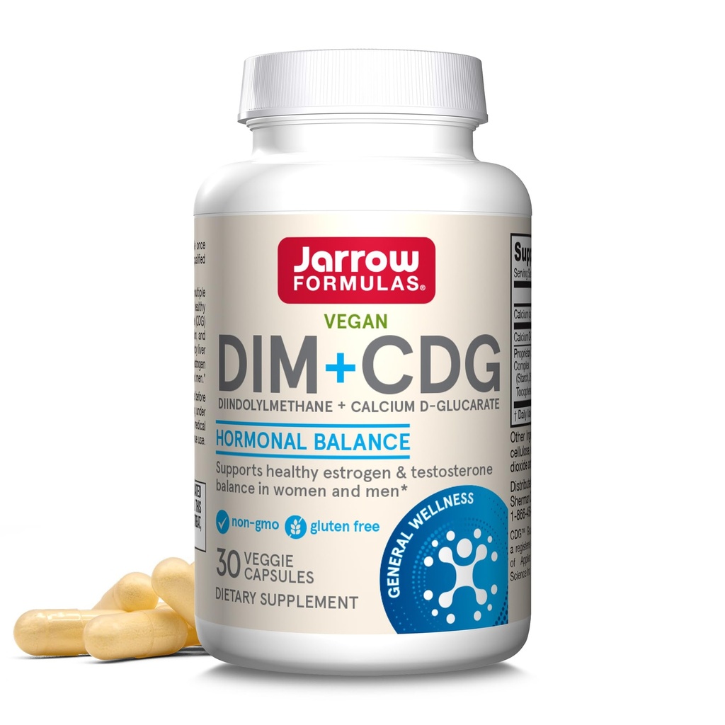 Jarrow Formulas - DIM + CDG Veggie Capsules - 30 Count - DIM & CDG Supplement - Für Hormonbilanz - Non-GMO - Glutenfrei