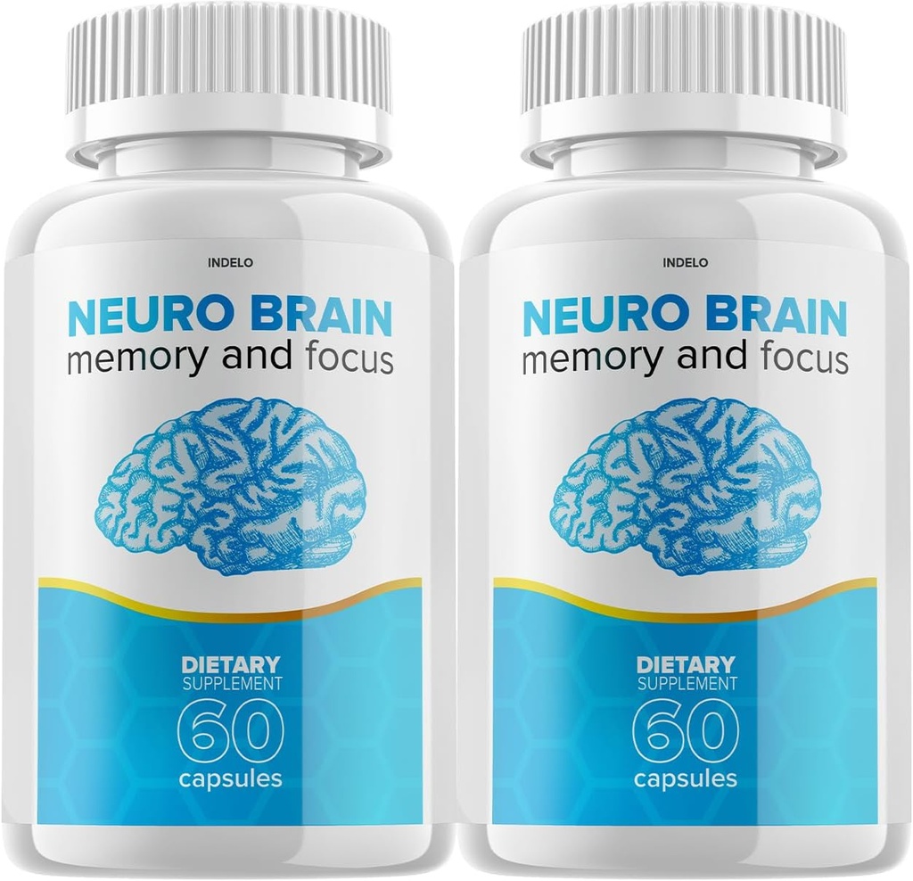 (2 Pack) Neuro Gehirn- und Fokusergänzung, Neuro Hirngedächtnis Fokus und kognitive Unterstützung, Neuro Gehirn Pillen Nootropic NeuroBrain zu erhöhen Gedächtnis Neuro Gehirn Vitamin (120 Kapseln)