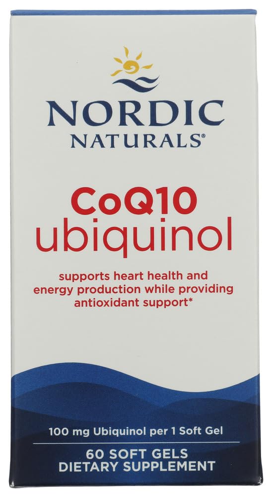 Nordic Naturals Nordic CoQ10 Ubiquinol - 60 Mini Gel Morbidi - 100 mg Coenzyme Q10 (CoQ10) Ubiquinol - Heart & Brain Health, Produzione di energia cellulare, Supporto antiossidante - Non-GMO - 60 Servings