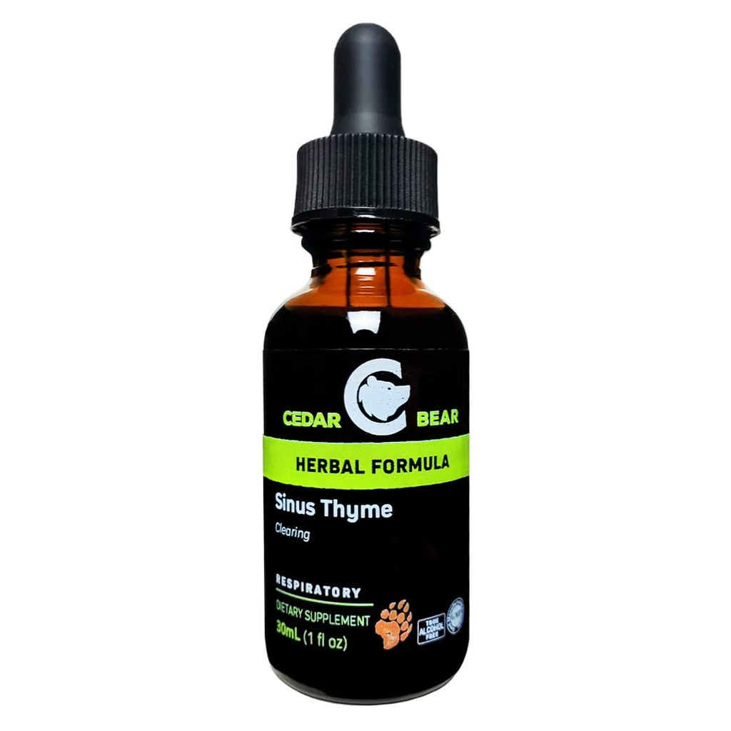 Zedernbär Sinus Thyme eine flüssige Kräuterergänzung, die klare Arbeitsweise in den Sinuss unterstützt und Immunfunktionen verbessert 1 fl oz / 30 ml