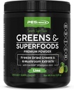PEScience Greens Powder Superfood con clorofilla naturale, Reishi & Turkey Tail Mushroom Powders, Freeze-Dried Kale, Spinach, Broccoli Sprouts, Lime Flavor, 30 Servings
