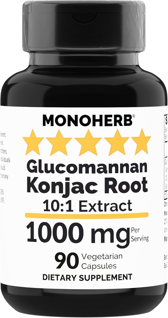 MONOHERB Amorphophalus konjac Radix Extrait Glucomannan 1000 mg - 90 Capsules végétariennes