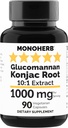 MONOHERB Amorphophalus konjac Radix Extrait Glucomannan 1000 mg - 90 Capsules végétariennes