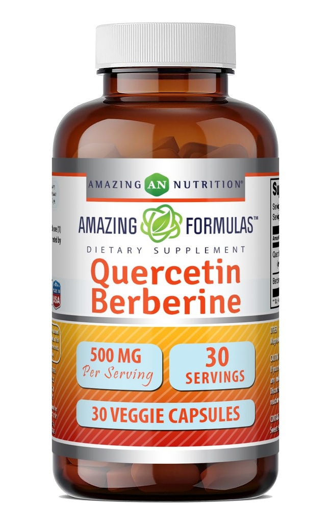 Erstaunliche Formeln Quercetin Berberine | 250 Mg Berberine und 250 Mg Quercetin | Veggie Capsules Supplement | Non-GMO | Gluten Free | Made in USA (30 Count)