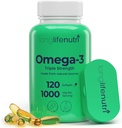 Omega 3 Fischöl 1000mg - mit High EPA & DHA, 120 Softgels, Fettsäureergänzung für kognitive Funktion, von Lachs, 4-Monats-Versorgung, GMP zertifiziert, Made in USA