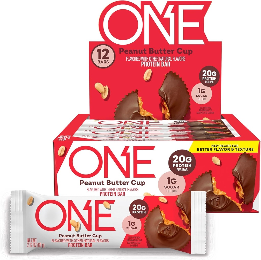 ONE Protein Bars, Peanut Butter Cup, Glutenfrei mit 20g Protein und 1g Zucker, Pantry Staples, 2.12 oz (12 Count)