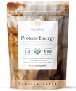 Truvani Protein + Energy Drink Mix mit 87mg Koffein | Vanille Latte | 12g Bio Pflanzen basiertes Protein | 20 Servierungen | USDA Bio-Kaffeepulver & Adaptogene | Gluten & Dairy Free | Vegan | Non-GMO
