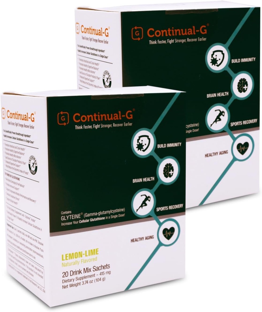 KONTINUAL - G-Pulver - Klinisch nachgewiesene Zelluläre Glutathion-Präcursor | Nutzen von Glytein & Sunfiber | Immununterstützung, Master Antioxidans, Detox, Gehirngesundheit & Hautpflege | 40 Beutel