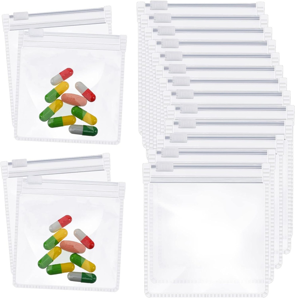 Sacchetto della pedana di Zonon con cerniera sacchi di pedana riutilizzabili sacchetti di plastica trasparenti auto sigillante dell'organizzatore di medicina di viaggio con la serratura dello scorrevole per l'olio del fegato del cod e piccoli oggetti(12 pezzi)