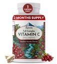 OPTIVIDA Plant base Acerola Cerise naturelle Capsules de vitamine C de la vitamine 60 Comte de la vitamine biologique C de l'acide non ascorbique Supplément végétalien pour le soutien immunitaire, peau saine et articulations