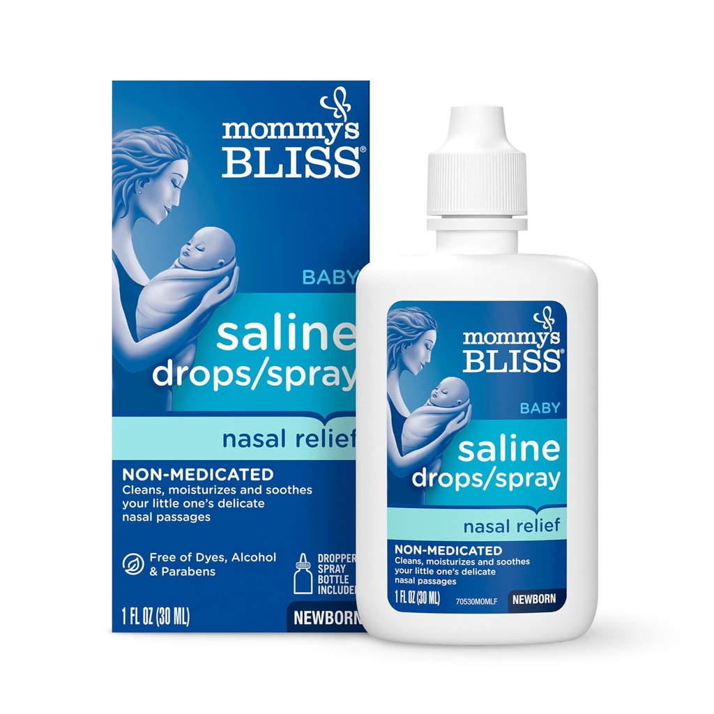 Bliss Saline Drops/Spray della mamma, sollievo nasale per neonati & up, 1 Fl Oz