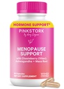 Pink Stork Menopause Unterstützung für Frauen - Hot Flash, Mood, Schlaf, Gewicht, Cortisol & Hormonal Balance - Vegan, Estrogen-Free Perimenopause Relief - Ashwagandha, Maca - 60 Kapseln