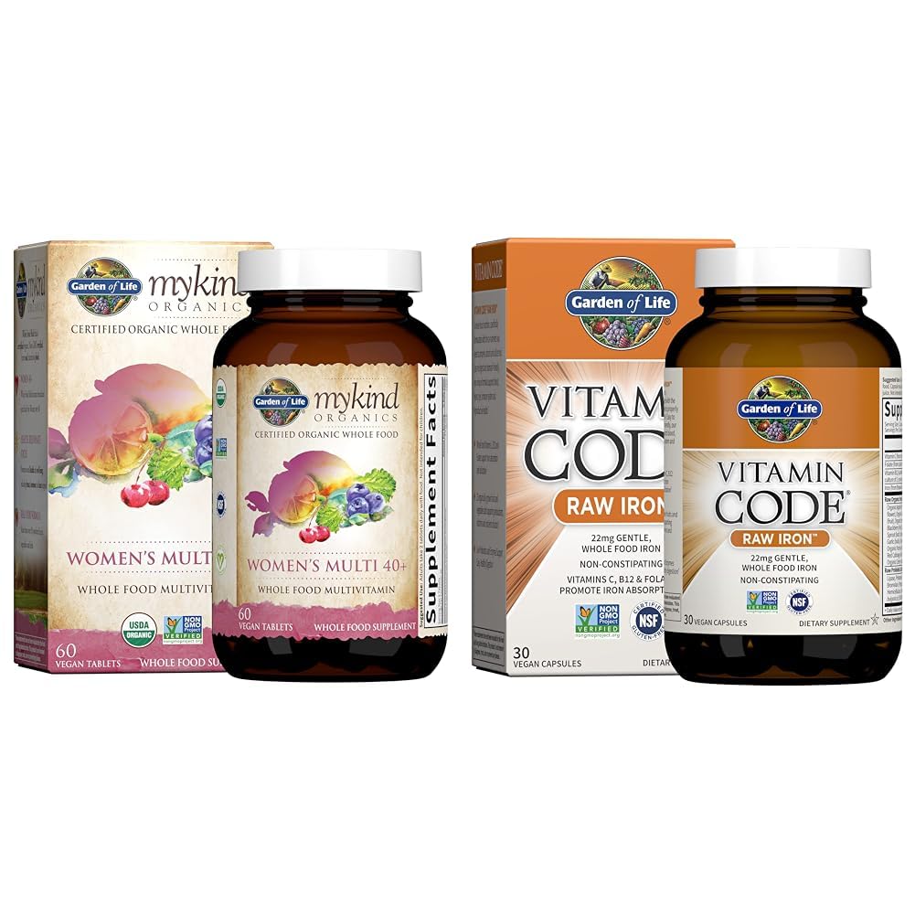 Garten des Lebens Bios Vitamine für Frauen 40+ - 60 Tabletten, Frauen Multi 40+, Vegan Vitamine & Vitamin Code Roheisen 30ct Kapseln
