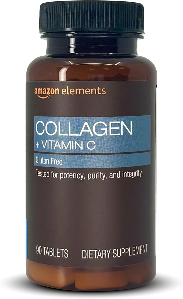 Elementi Peptidi di collagene + vitamina C, 2500 mg Peptidi di collagene per porzione, 90 compresse, 1 mese di fornitura