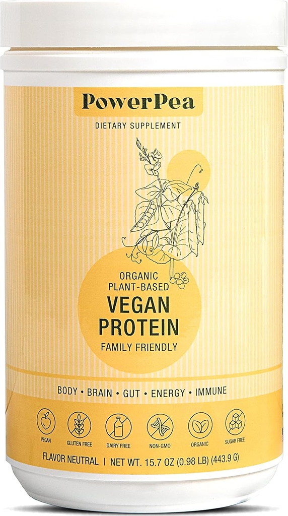 Pflanzenbasiertes Veganprotein Unflavored- USDA Organic mit Vitaminen, Fiber, Omega 3, Turmeric, Kids Nutrition, Non-GMO, Dairy Free, Allergen Free, Sugar & Gluten Free