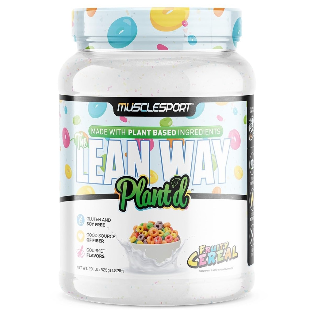 Musclesport Lean Way Protéine végétale - Protéine de pois et mélange de protéines de riz brun, avec ajout de CLA, MCT et L-Carnitine - 20 portions (Céréales de la rivière)