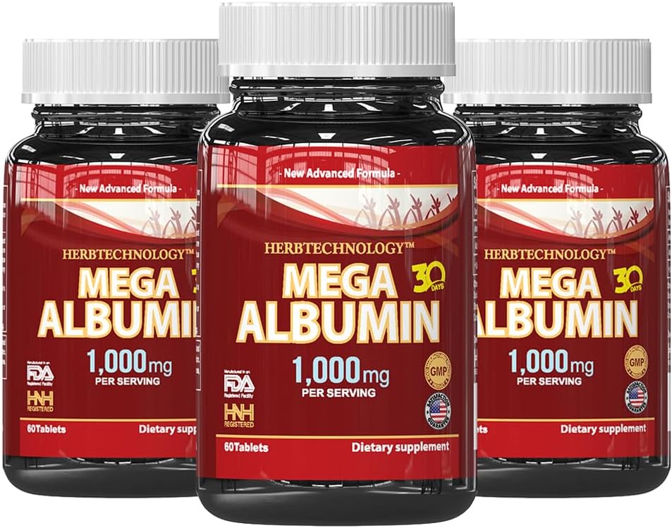 Dr.K&C HNHusa Mega Albumin Protein 1000mg 180 Tablets Healthy Kidney Liver Funzione Benessere Global Health Support Energy Life Balance Supplemento 60tabs 3pk