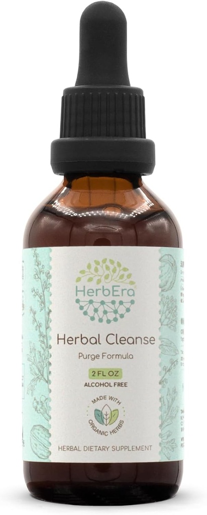 HerbEra Kräuterreiniger B60 Alkoholfreie Tincture Detox und Cleanse Formel, Boost Purge Extract Supplement | Wormwood Kräuter, Black Walnut Hull, Cloves Flower Buds (2 fl oz)