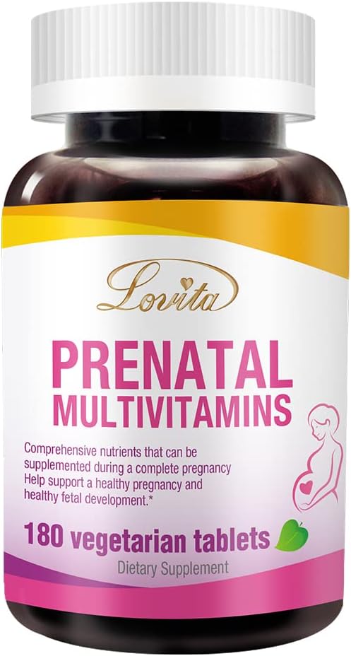 Lovita Multivitamines prénatales - Soutien nutritionnel complet avant, pendant et après la grossesse - 180 comprimés végétariens