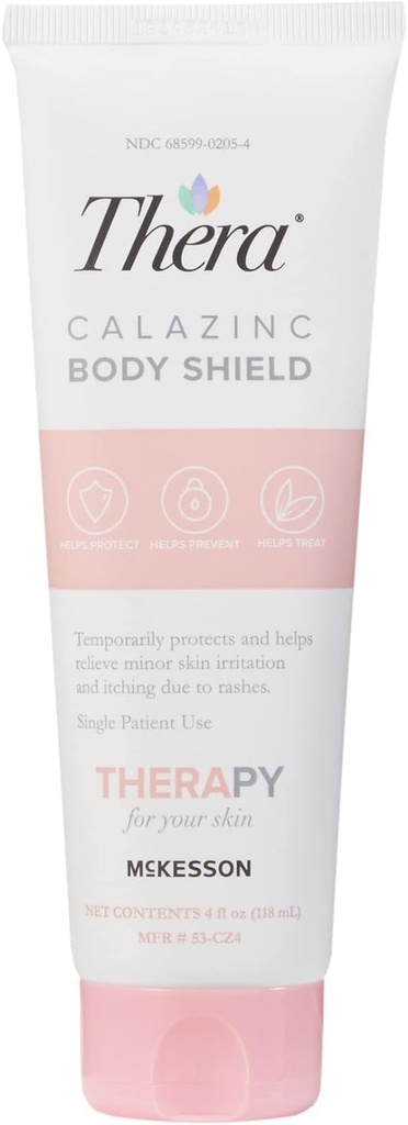 McKesson's Thera Calazinc Body Shield, Calamine mit Zink-Creme -Skin Barrier Salbement für Eczema, Psoriasis, Diaper Rash - 4 oz. Rohr, 1 Zähler