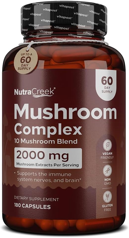 Pilz-Komplex | Cordyceps Pilz, Reishi, Shiitake, Maitake und Lions Mane Supplement. Eine 10-Mushroom-Ergänzung, um Ihren Geist und Körper zu unterstützen | 180 Mushroom Kapseln