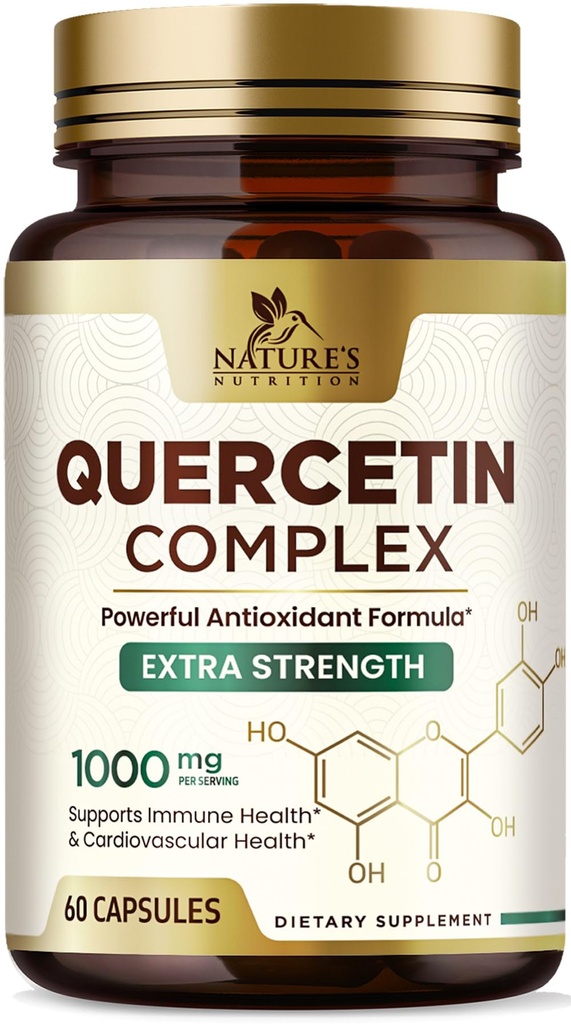 Quercetin Supplement 1000mg - Natürliche, pflanzenbasierte Unterstützung für Immun-, Zell-, Respirator- und Saisonveränderungen - Extra Strength Quercetin Dihydrate von Sophora Japonica - 60 Veggie Kapseln