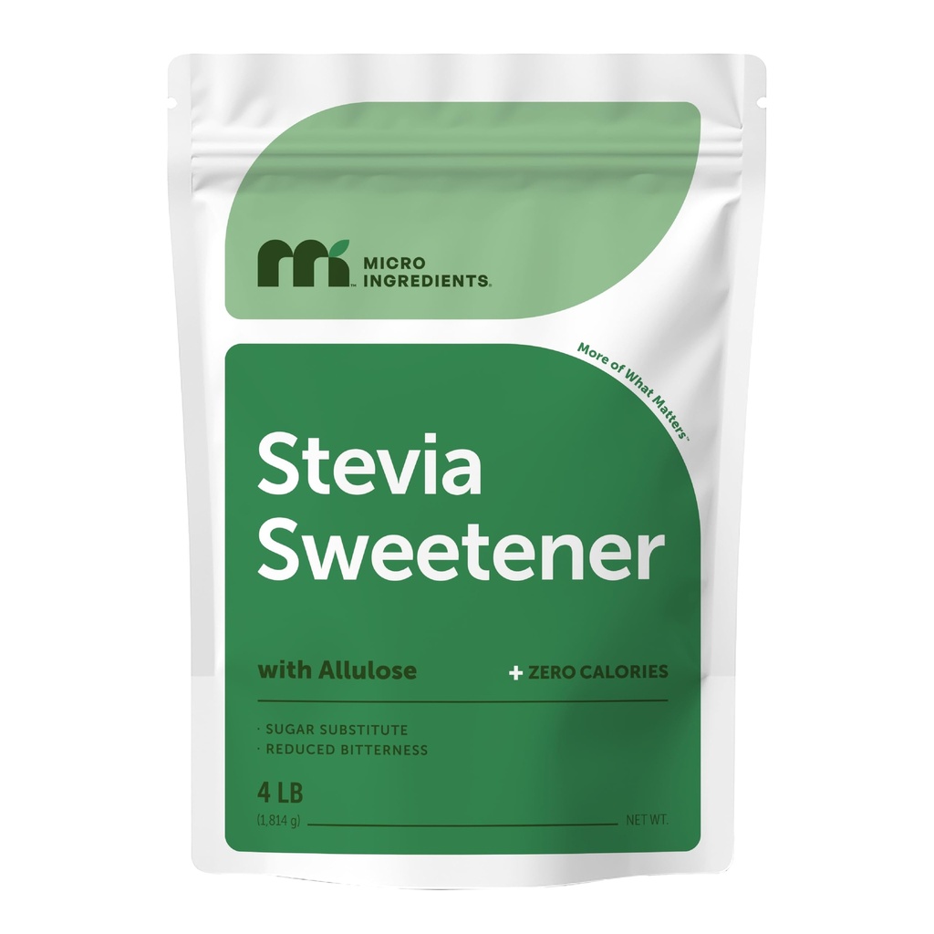Stevia Sweetener Pulver mit pflanzlichen Erythrit, 4 Pfund (64 Unzen) | Keto, 0 Calorie, Low Carb, 4:1 Zuckersubstitute, Natürlicher Süßstoff, Bitterless, Reb-A Stevia Blattextrakt, Non-GMO, Vegan