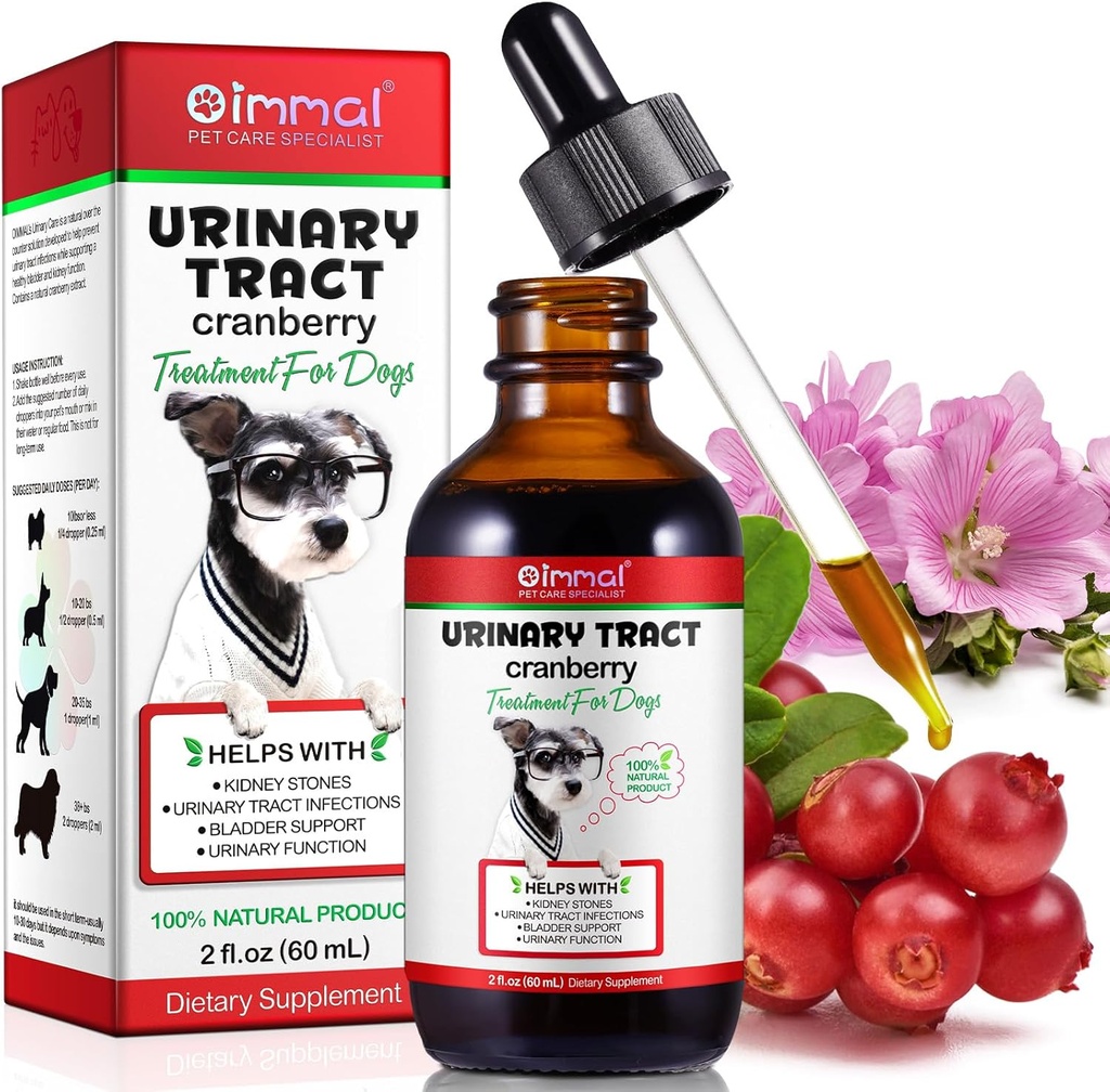 Hunde-UTI-Behandlung - Harnwege Infektionsbehandlungen, Nieren + Blasen-Unterstützung Ergänzung, Natürliche Cranberry-Extrakt für Hunde, unterstützt Harn- und Verdauungsgesundheit (2 Fl Oz)