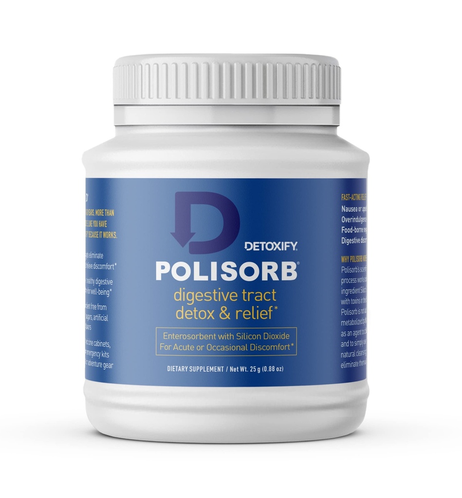 Détoxify Polisorb Détergent digestif – Dioxyde de silicone Detox boisson pour la santé de Gut, le confort de l'estomac et le nettoyage, mélange avec l'eau, jus, thé - Amies de la famille, 2 c. à soupe pour les adultes
